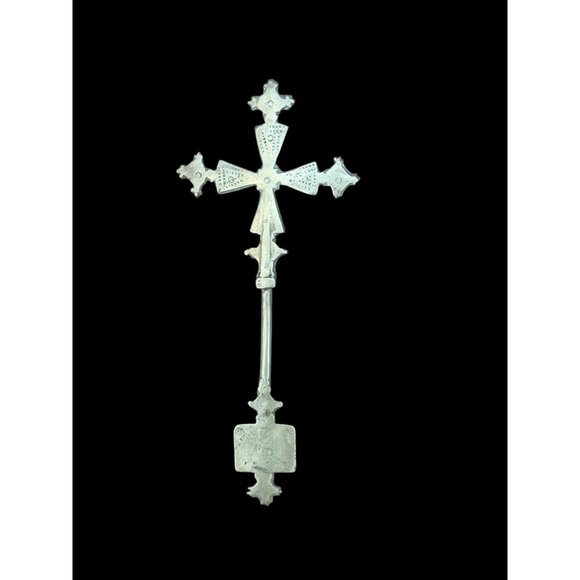 Handcrafted Ethiopian Brass Cross Orthodox Religious Artifact 10" Long - Picture 5 of 8